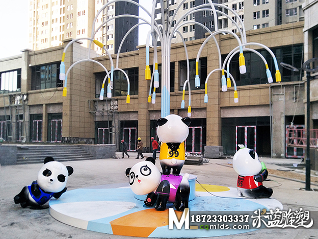 玻璃钢熊猫雕塑订制